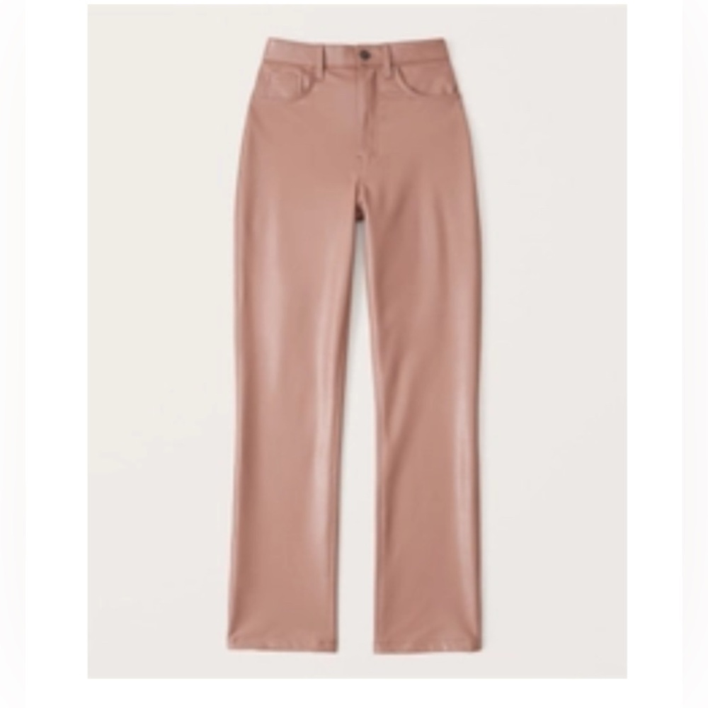 Abercrombie vegan leather 90s straight pant pink brown